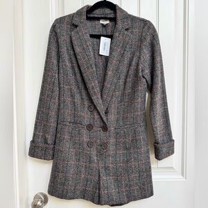 NWT Jules Marie Astute Suit Romper in Brown Tweed Plaid. Size S